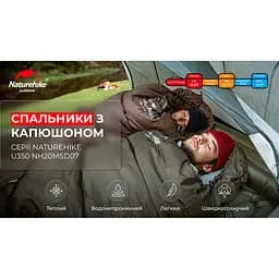 Спальник з капюшоном Naturehike U350 NH20MSD07, 1°C лівий коричневий - мініатюра 8