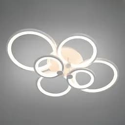 Стельова LED-люстра Diasha 8022/6WH 110W, 6 кілець, 3 кольори світла, Ø58x80 см, диммер, пульт