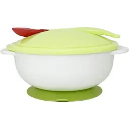 Тарелка на присоске с термоложкой и крышкой Mega Zayka MGZ-0101 (Green)