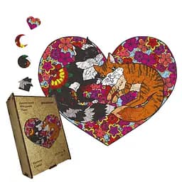 Пазл деревянный Кошачье Сердце, А3, Деревянная коробка 200 элементов