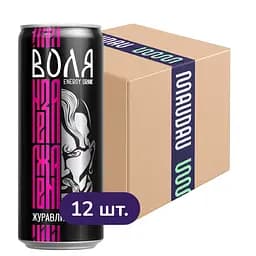Упаковка энергетического напитка Моршинская Воля Клюква среднегазированный 3.96 л (0.33 л x 12 шт.)