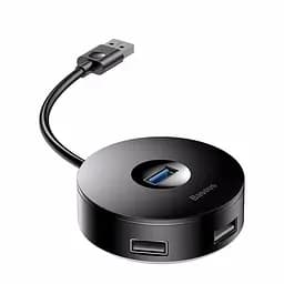 Мультипортовий адаптер USB Хаб Baseus Round Box 1 USB3.0 + 3 USB2.0 CAHUB-F01 Black