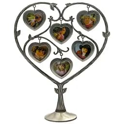 Мультирамка Серце для 6 фото металична срібляста 23.5 х 20 х 7 см
