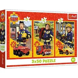 Пазли "Пожежник Сем" 3 х 50 елементів, 34880 Trefl, в коробці (5900511348804)