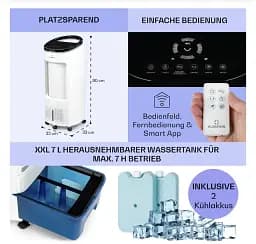 Мобільний кондиціонер, охолоджувач повітря Klarstein IceWind Plus Smart 4-в-1 без пульта - мініатюра 5
