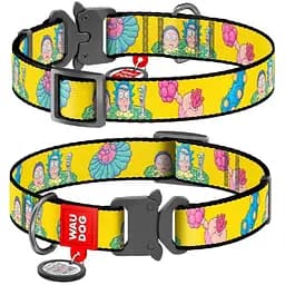 Нашийник для собак Waudog Nylon нейлоновий з QR паспортом малюнок Рік та Морті 1 Розмір L