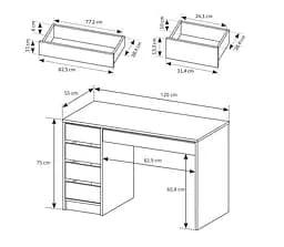 Стіл туалетний письмовий Perfect Home Ада / Ada 5S/120 з 5 шухлядами Кашемір (PFH-091309) - мініатюра 3