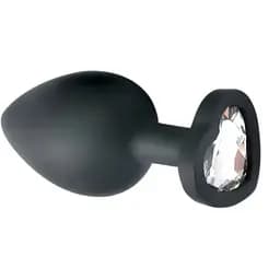 Силиконовая анальная пробка с кристаллом SKN-KSIL-05M (размер M), Черный / Белый