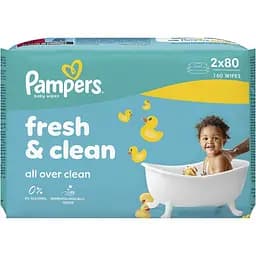 Дитячі вологі серветки Pampers Fresh Clean 160 шт. (2 упаковки x 80 шт.)