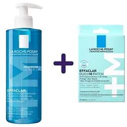 Набір La Roche-Posay Effaclar: Очищувальний гель-мус  для жирної та проблемної шкіри 400 мл Гідроколоїдні мультифункціональні патчі Duo+ M Patch для захисту точкової дії 22 шт.