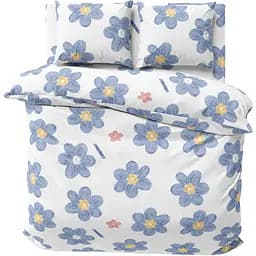 Комплект постільної білизни Lelit Євро білий з синім 200 х 215 см P-0164/2 (le2000000285627)