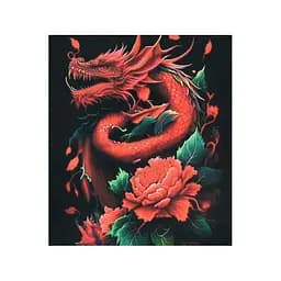 Алмазна мозаїка Strateg Дракон у червоному полум'ї 40х50 см