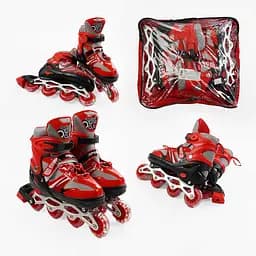 Роликовые коньки, размер 39-43, PVC колеса, красный, INLINE SKATE, 96056-L