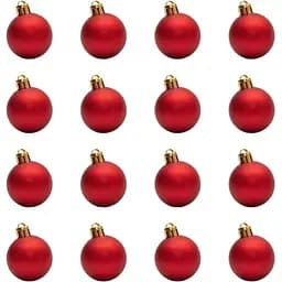 Набір ялинкових куль 16 шт D4 см червоний матовий пластик (250881)