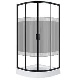 Душевая кабина угловая Eger Tisza 90x90 раздвижная стекло Spagetti мелкий поддон black 599-021-BS, интимато, черный