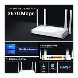 Бездротовий роутер - маршрутизатор Wi-Fi 7 - TP-LINK Archer BE220W 3600MBPS DUAL band - мініатюра 5