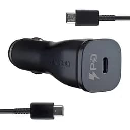 Автомобильное зарядное устройство для Samsung Single Port Car Charger Type-C Port 25W With Cabble Type-C to Type-C High c0py Черный