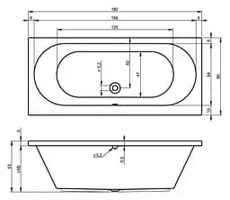 Ванна акрилова Rho Carolna 180x80 BB5400500000000 Білий - мініатюра 2