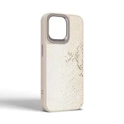 Кожаный чехол для Apple iPhone 14 Pro Max, Harder Snake Pattern, бежевый, термополиуретан ТПУ + экокожа с текстурой змеиной кожи, панель, защита корпуса, противоударный, микрофибра, рамка вокруг камеры, защита всего корпуса, (ARM76813) - мініатюра 2