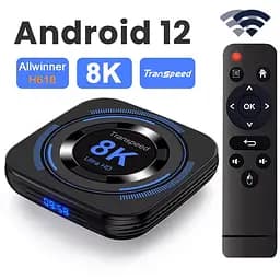 Transpeed H618 4/64Gb, Смарт ТВ приставка медіа плеєр 8K HDR Android SmartTV Box, налаштування Android TV у подарунок, YouTube та фільми без реклами - мініатюра 3