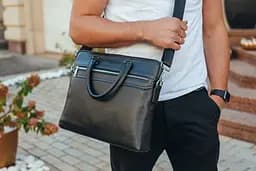 Шкіряна чоловіча ділова сумка-портфель чорна Tiding Bag 30987 38 см - мініатюра 10