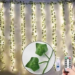 Гірлянда-штора з листям плюща SunLamp 3×1 м, 100 LED, USB, з пультом - мініатюра 3