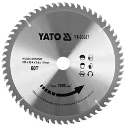 Диск пильный победитовый по дереву Yato 235x25.4x2.8x1.8мм 60 зубцов (YT-60687)
