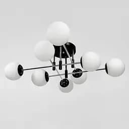 Потолочная люстра на 8 белых плафонов Ø 80 см | Ст. 91177/8 CH+BK+WT | Line F