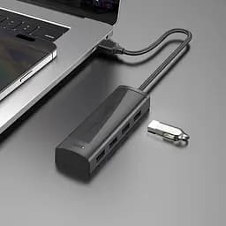 Хаб - концентратор адаптер Hoco HB41 Easy Safety 4-in-1 Hub Usb-A to 4 Usb 3.0 20 см - мініатюра 6