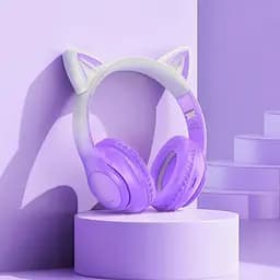 Навушники бездротові з вушками Hoco Cat ears BT headphones W42 біло рожеві - мініатюра 7