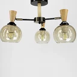 Металлическая люстра на 3 плафона с элементами дерева Line.F 51898/3