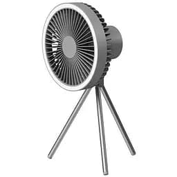 Вентилятор портативний Kinscoter DQ-212, 10000 mAh акумуляторний з підсвічуванням 18 см Grey