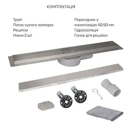 Лінійний трап Qtap Scorpio Tile600 із нержавіючої сталі, під плитку (поворотний сифон/сухий затвор) QTSCOTILE600 - мініатюра 5