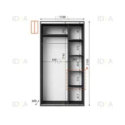 Шафа-купе Idea серія 5 110 x 60 x 210 см Антрацит Дзеркало - мініатюра 2