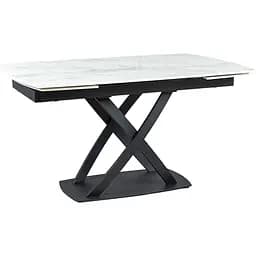 Обеденный стол Prestol Пиано раскладной 1400/(300+300)x900x750 белый глянец черные ножки