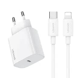 МЗП Usams US-CC226 Kit-Yi Ser. 20W (1USB-C) + кабель Type-C to Lightning White - мініатюра 2