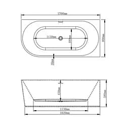 Ванна акрилова VBI Nordend R 170x80 кутова VBI-070717R, Білий - мініатюра 2