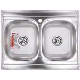 Кухонная мойка накладная ZERIX Z8060B-08-180E satin (ZX1620)