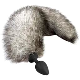 Силіконова анальна пробка з хвостом з натурального хутра Art of Sex size Artctic fox