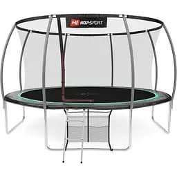 Батут Hop-Sport Premium 14ft (427см) черно-зеленый с внутренней сеткой