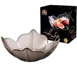 Набор салатников S&T 2 шт. 4 лепестка агат золотой кант (9294-2)