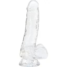 Прозорий фалоімітатор Addiction - Clear Dildo with Balls 7″, віброкуля в подарунок