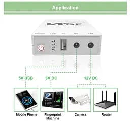 UPS ИБП бесперебойное питание для роутера, терминала GPON/EPON WGP 5V/9V/12V 10400mAh - мініатюра 7