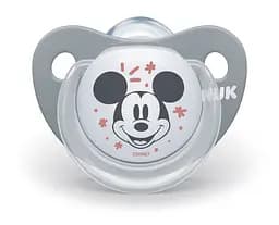 Пустышка силиконовая Nuk Trendline Disney Mickey, ортодонтическая, 6-18 мес., серый с белым (3954016)