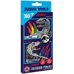 Карандаши цветные Yes Jurassic World, двусторонние, 12 шт., 24 цвета (290679)