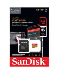 Карта пам'яті microSDXC (UHS-1 U3) SanDisk Extreme A2 512Gb class 10 V30 (R190MB/s,W130MB/s) (adapter SD) (SDSQXAV-512G-GN6MA) - мініатюра 2