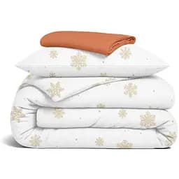 Комплект постільної білизни Cosas Snowflakes gold CS3 Підлітковий фланель золотистий (Flannel_SnowflakesGold_El90-29Amber_155)