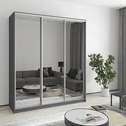 Шкаф-купе трехдверный MebelStar Комбо AL 3 Зеркала 180x45x210 см Антрацит (MBS-3246)