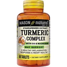 Комплекс куркумы с витамином D3 и магнием Mason Natural Turmeric Complex With Vitamin D3 & Magnesium 60 таблеток