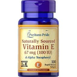 Вітаміни та мінерали Puritan's Pride Vitamin E 100 IU Naturally Sourced, 100 капсул
